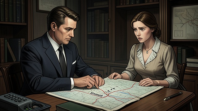 The Road Reconstructed from "Black Water". A Route Emerges Misplaced confidence The Senator drives toward Brockden’s Landing, insisting that their route is a shortcut.