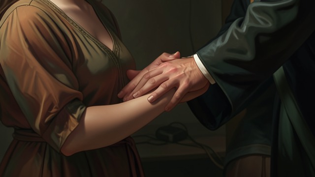 A Touch on the Beach from "Black Water". The First Physical Signal A charged gesture The Senator touches Kelly Kelleher’s arm and shoulders before kissing her.
