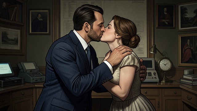 The Kiss and Its Force from "Black Water". Intimacy Becomes Physical Attraction enacted The Senator grips Kelly Kelleher’s shoulders and kisses her.