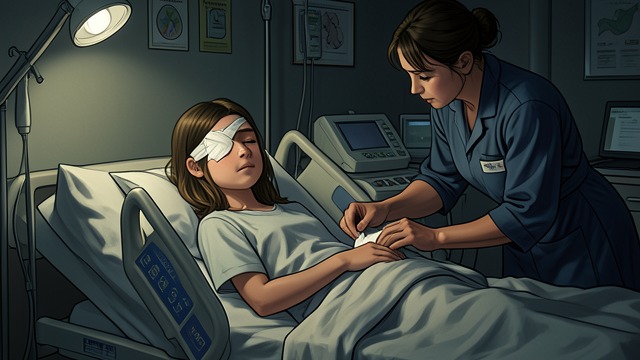 The Hospital Operation from "Black Water". Corrective Surgery A decisive choice The Kellehers take their daughter to a hospital in the city, where surgeons correct the misaligned eye.