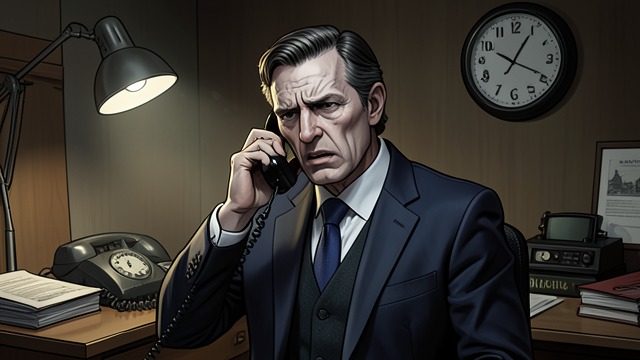 A Call Without an Audience from "Black Water". The Private Voice Panic replaces poise The Senator calls Ray Annick in a faltering voice and admits that there has been an accident.
