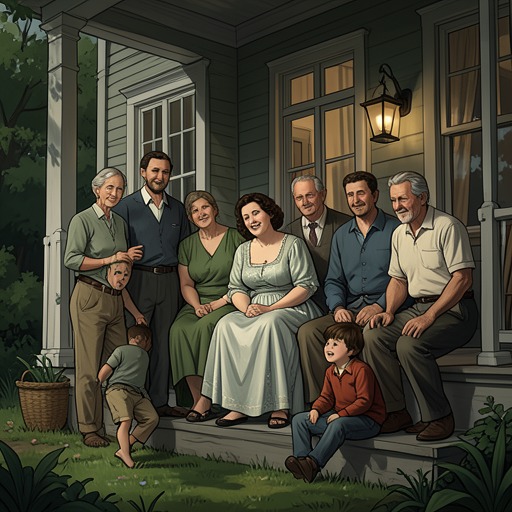 Childhood and Family Love from "Black Water". This flow traces Kelly Kelleher’s relationships with her parents and grandparents, whose memories return as she faces death.