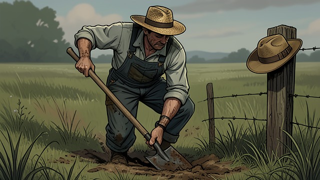 The Bogging Contract from "Walden". Labor for a Living A Narrow Return Field describes turning meadow land with a spade for a neighboring farmer, receiving modest pay and temporary use of land.
