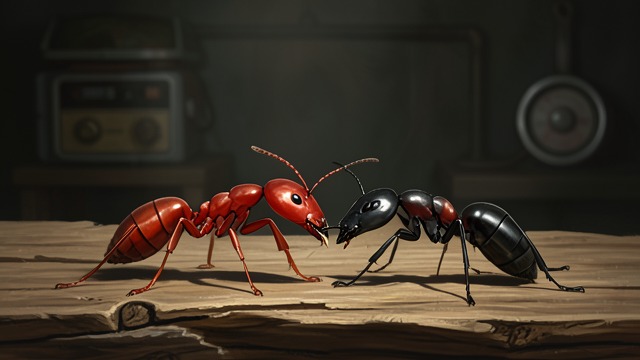 A Champion Joins from "Walden". The Third Ant Intervention A lone red ant approaches a struggle between a red and a black opponent.