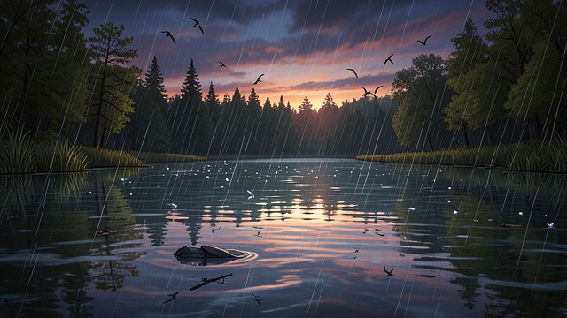 The Pond Breaks Free from "Walden". Water Reappears A Sudden Renewal After days of melting, rain, and mist, Thoreau looks out and finds open water where gray ice had remained the previous day.