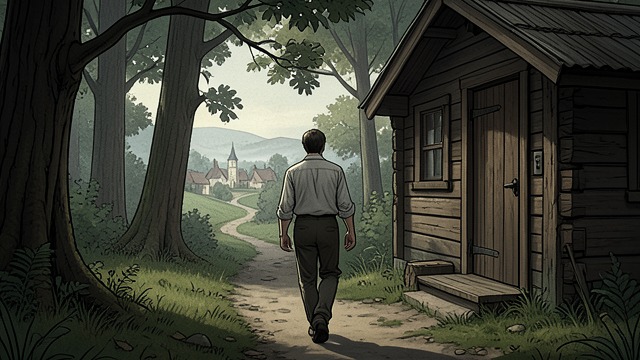 Leaving the Cabin from "Walden". The Experiment Ends Departure Henry David Thoreau leaves Walden after two years of living there.