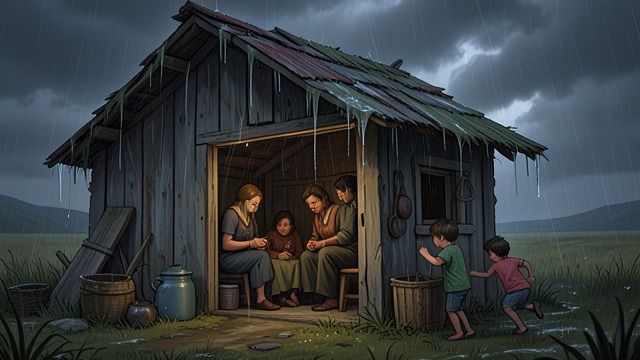 A Family at Baker Farm from "Walden". A Household in Shelter Meeting the Family John Field lives at Baker Farm with his wife and several children in a hut that offers little protection from rain.