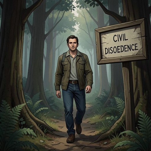 Thoreau’s Movement Toward Civil Disobedience from "Walden". This flow traces Thoreau’s reasoning from moral independence to tax refusal, imprisonment, and a call for active noncooperation with injustice.