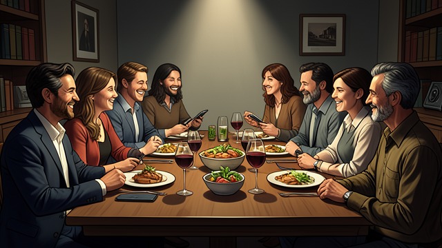 The Birthday Dinner from "Nine Perfect Strangers". Celebration by Choice Food and music return The nine guests prepare dinner together, open wine, make pizza and cake, and reconnect with their phones.