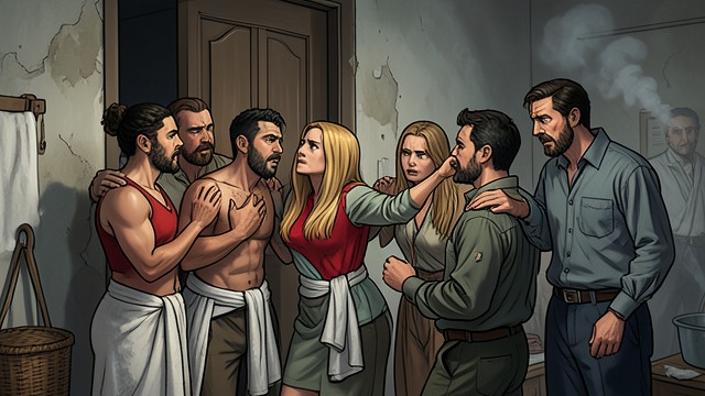 Care in the Crisis from "Nine Perfect Strangers". Responding Together Shared protection Napoleon and Heather block smoke at the door, Frances steadies Tony, and the group gathers in the safest corner.