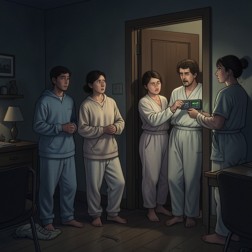 The Guests’ Confinement and Escape from "Nine Perfect Strangers". The guests shift from trusting a scheduled retreat to mutual survival as they confront a locked door, institutional manipulation, and a fabricated fire.