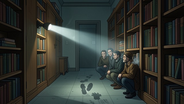 The Easter Search from "Diary of Anne Frank". Police at the Bookcase Burglars return During Easter weekend, intruders broke into the warehouse.