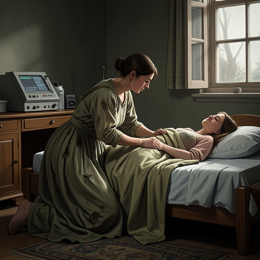 The Nurse’s Care from "Antigone". This thread follows the Nurse’s affectionate, practical care as Antigone seeks comfort while keeping her fatal purpose secret.