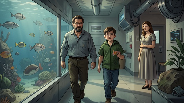 The Aquarium Lunch from "A Man". A Family Day Out Small frustrations At the aquarium and lunch, Sota’s interests shift quickly, and the delayed children’s meal makes the outing imperfect.