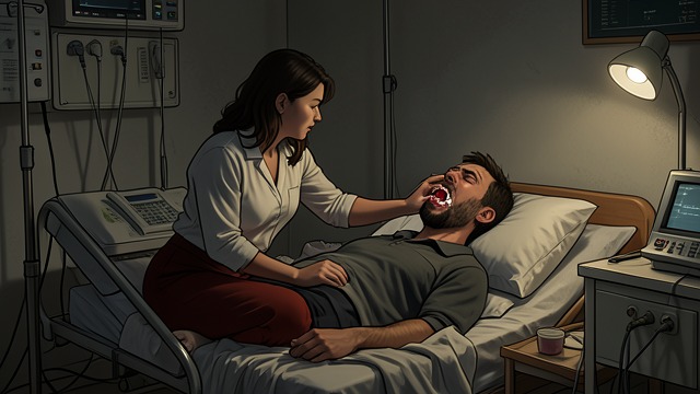 Treatment and Decline from "A Man". Suffering at the Bedside A mother’s vigil Rié quits work and stays beside Ryo as treatment brings vomiting, mouth pain, weight loss, and exhaustion.