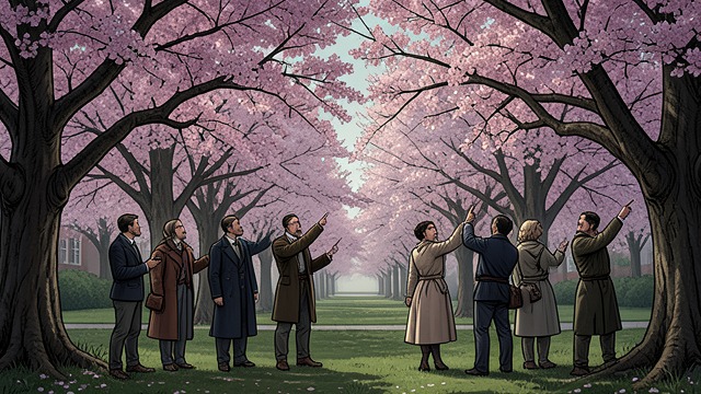 A Family in a Small Park from "A Man". A Place Made Personal Shared traditions Rié, X, Yuto, and Hana visit Burial Mound Park and each chooses a favorite cherry tree.