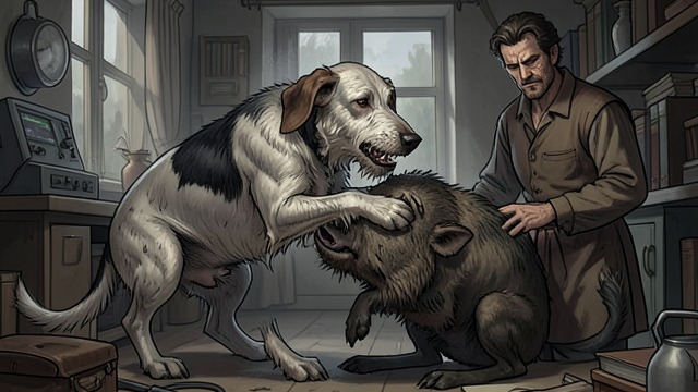 The Old Hound Defends His Service from "Aesop's Fables". A Lifetime of Loyalty A Failing Hold An aged Hound catches a Boar but cannot hold it because its teeth have weakened.