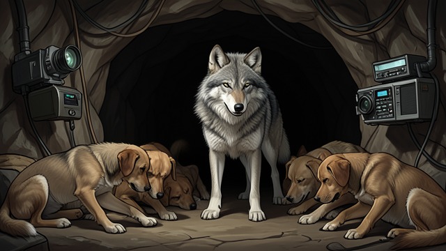 The Wolves Divide the Dogs from "Aesop's Fables". A False Appeal to Brotherhood The Wolves’ Pitch Wolves tell Sheepdogs that they share much in common and ask them to abandon service to humans.