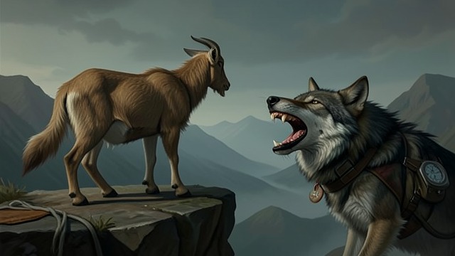 The Goat Sees Through the Wolf from "Aesop's Fables". An Invitation From Below The Wolf’s Warning A Wolf sees a Goat feeding on a steep precipice and urges it to come down, claiming the lower pasture is better and…