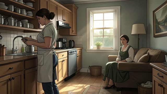 Louise Makes It Seem Easy from "Chanson douce". Domestic Perfection The apartment transformed Louise organizes cupboards, cleans, cooks, and manages the children.