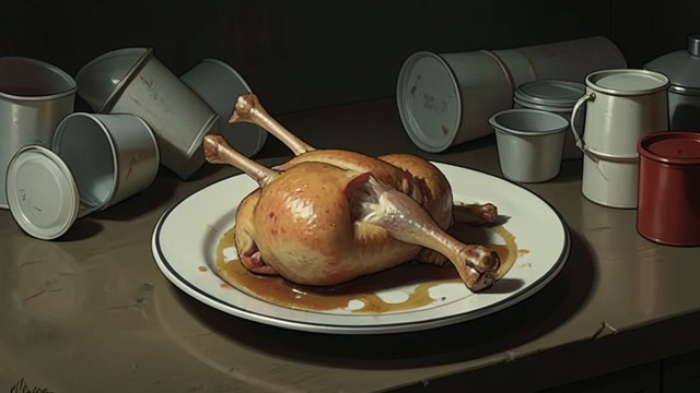 The Discarded Chicken from "Chanson douce". A Meal Thrown Away Myriam rejects the meat Myriam disposes of a chicken she believes unsafe for the children.
