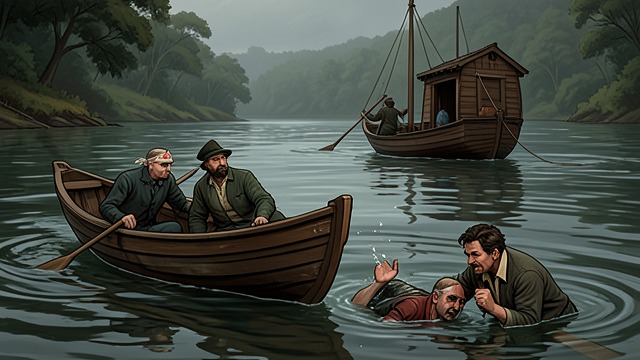The Escape Intercepted from "Great Expectations". The Escape Intercepted A planned departure Pip, Herbert, and Startop row Magwitch down the River Thames, hoping to transfer him to a foreign steamer.