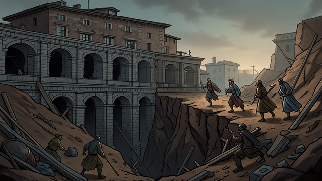 A Fortress Split Apart from "Ronja, the Robber's Daughter". A Changed Stronghold Damage Lightning cleaves Matt’s Fort, leaving a chasm between its halves.