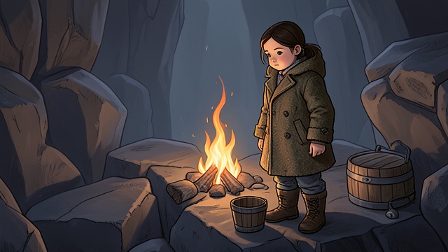 A Fire in the Cave from "Ronja, the Robber's Daughter". Making Home Elsewhere Recognition Birk lights a fire on the cave’s rocky shelf, and Ronia remembers Matt’s saying that a home has a fire.