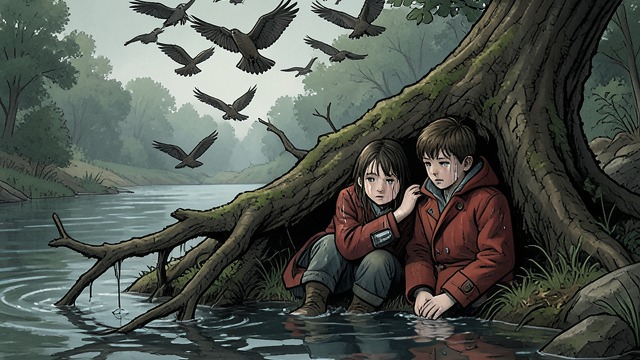 A More Honest Courage from "Ronja, the Robber's Daughter". Survival Without Pretending Peril A flock of Wild harpies traps Ronia and Birk in the river.