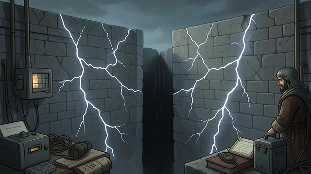 Lightning’s Divide from "Ronja, the Robber's Daughter". The Fortress Splits A Sudden Chasm A lightning strike cleaves Matt’s Fort from battlements to dungeons.
