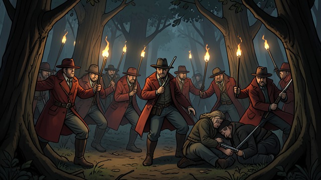Pressure in Borka’s Wood from "Ronja, the Robber's Daughter". An Unsafe Refuge Pursuit Sheriff’s men swarm through Borka’s Wood, making it impossible for Borka’s band to stay in its old den.