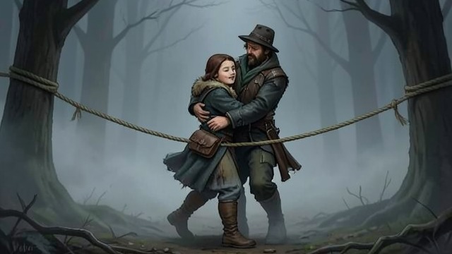 A Rope in the Fog from "Ronja, the Robber's Daughter". Trust Under Strain Guidance Birk asks Ronia to lead him through Matt’s Wood in thick fog. She gives him a rope but insists he keep his distance.