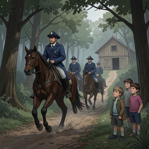 The Law and the Robber Children from "Ronja, the Robber's Daughter". This flow traces the sheriff’s threat as it shapes the children’s choices and leaves their future livelihood unresolved.