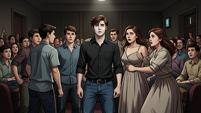 The Cinema Fight from "The Lying Life of Adults". Restraint Breaks A public insult At the cinema, three boys harass Angela and mock Tonino when he suggests moving seats.