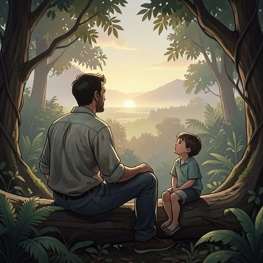 Memory Between Kensuke and His Family from "Kensuke's Kingdom". This thread follows how Kensuke keeps Kimi and Michiya alive in memory, even while believing reunion is impossible.