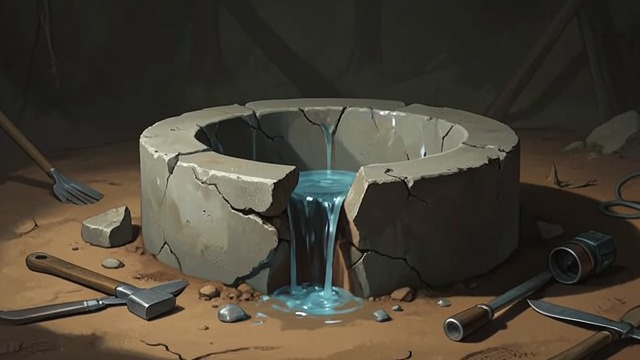 供养社区的水井,《周易》中的场景。有能力却未获任用 水不断漏失 第二爻描绘水从破洞或破损的篮子中漏出。理雅各将此象联系到有能力却未能得到妥善管理的资源。 良好的资质因手段有缺陷而白白浪费。 清理过的水井仍闲置 第三爻说水井已经清理,却无人使用。理雅各指出,有才干的官员可能已准备就绪,而昏庸的统治者却未能任用他。