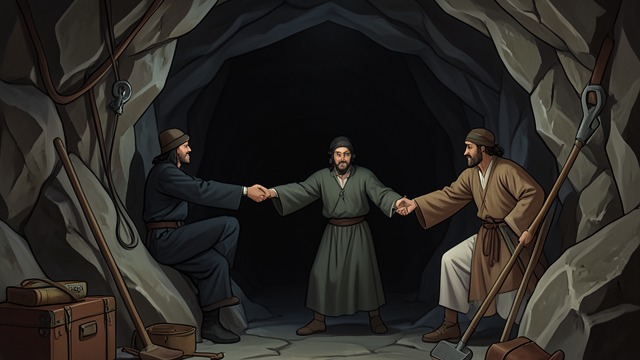Help Arrives to the Entrapped from "I Ching". Assistance Changes the Odds A subject inside the cavern The final line shows someone deep in the dangerous passage, apparently trapped.