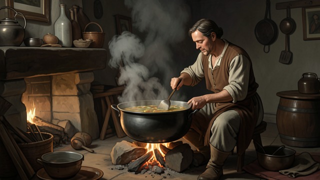 The Vessel Is Introduced from "I Ching". An Instrument of Nourishment Food and government The cauldron cooks food for the household and altar.