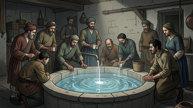 清泉可供饮用,《周易》中的场景。公共服务发挥实效 清洁的水源 第五爻描绘了一口清澈的井,井中涌出可供人饮用的冷泉水。理雅各将其比作一位贤明的执政者,其能力能够惠及百姓。 妥善治理使资源得以发挥效用。 服务使意象完整 井并非仅因深邃或建造精良就值得称赞,井水还必须汲取出来。理雅各将政治原则比作井中的水源,认为这些原则必须付诸实践。