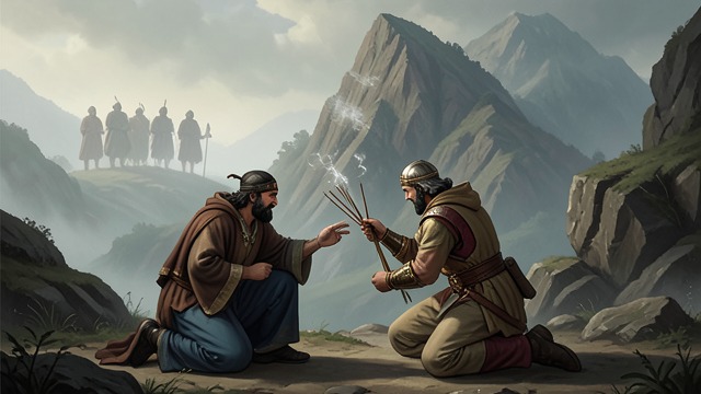 Sincerity Reaches Beyond the Living from "I Ching". A Bond of Shared Reverence A ruler makes an offering The final line depicts the king using sincere adherence to present offerings on a western mountain.