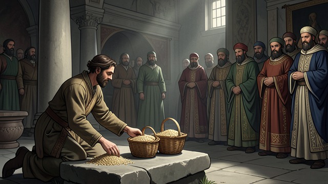 An Offering May Be Small from "I Ching". Value Is Not Measured by Quantity The smallest offering Decrease says that a sincere offering of two baskets of grain can be enough.