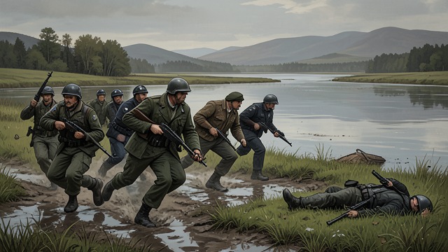 The Lake Motosu Clashes from "1Q84". The Lake Motosu Clashes A deadly confrontation A dispute involving L’Aube escalates into a gun battle with police near Lake Motosu.