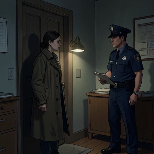 警方正义的局限，《1Q84》中的场景。这一脉络展现了制度性的谨慎如何屡次使弱势者得不到保护，并促使主人公采取私下行动。