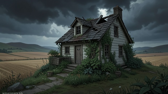 The Bleak Hilltop from "The Tenant of Wildfell Hall". The Bleak Hilltop A house exposed Wildfell Hall stands on a high, storm-beaten hill, surrounded by neglected fields and a garden overtaken by weeds.