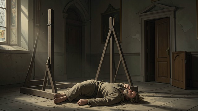 A Death in the Confessional from "La piel del tambor". A Death in the Confessional A violent ending Bonafé dies after falling or being pushed from the church scaffold.
