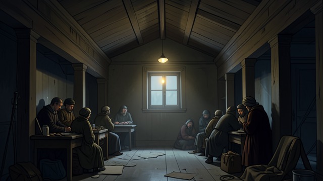 作为战壕与避难所的教堂,《鼓皮》中的场景。一道抵御世界的战壕 防御性的比喻 费罗和奥斯卡把教堂形容为战壕。它庇护人们,使他们免受要求人们保持沉默的机构、商业压力以及对死亡的恐惧侵扰。 各自不同的理解 起初,夸尔觉得这个比喻未免过于戏剧化。渐渐地,他认识到,对于那些几乎没有其他依靠的人来说,堂区确实能给予切实的慰藉。