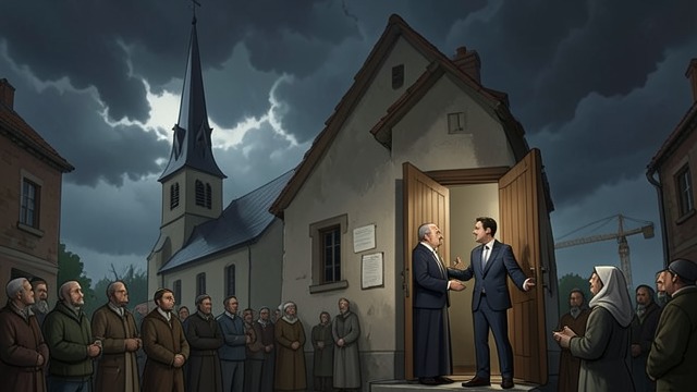 The Church as Their Battleground from "La piel del tambor". The Church as Their Battleground Opposing positions Macarena defends the church, while Gavira’s redevelopment scheme threatens it.