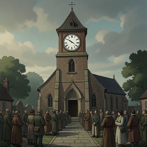 The Church’s Thursday Clock from "La piel del tambor". This flow traces the weekly service that legally protects the parish and becomes the immediate deadline driving coercion, abduction, and Quart’s intervention.