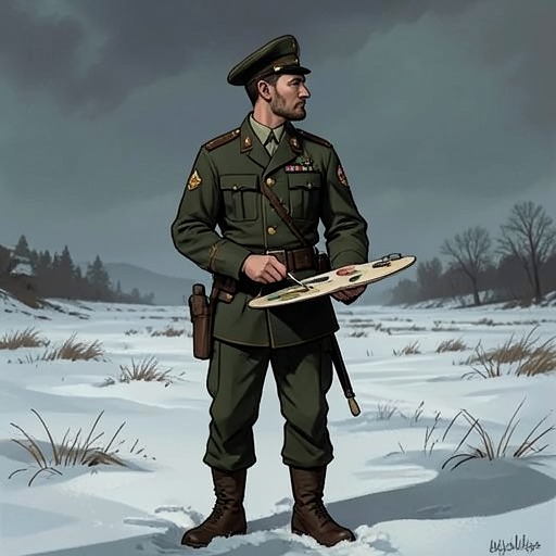 The Soldiers in Happy Valley from "Bluebeard". This thread traces the wartime experience that becomes Rabo’s final painting and his attempt to imagine peace without concealing violence.