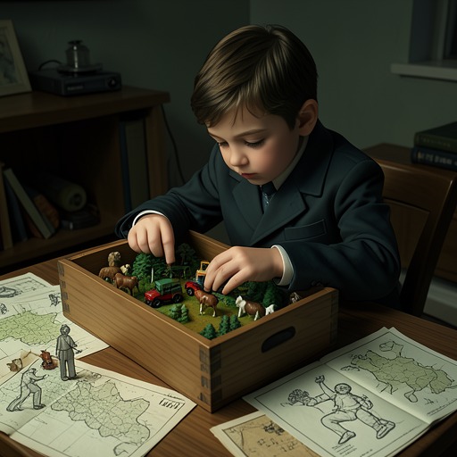 The Private World of Boxen from "Surprised by Joy". This thread follows the collaborative invented country of Boxen from childhood play through its growth into an elaborate but explicitly imaginary world.